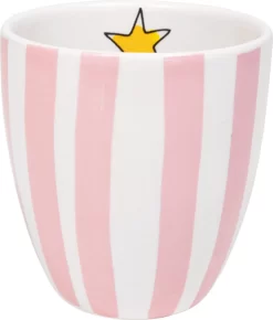 Blond Amsterdam, Even Bijkletsen Mini Mok Roze Streep Zonder Oor, 0,2L