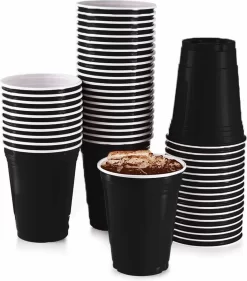 Merkloos Black Cups - 50stuk(s) - 475ml - Party Cups - Beerpong - Drankspel - Beerpong Bekers - Plastic Bekers