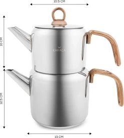 Karaca Mira Mini Theepot Set Turkse Theepotten, Geschikt Voor Alle Warmte Bronnen- Theepot: 0,7 L Waterkoker: 1,4 L Roestvrij Staal Theemaker, Theepot, Caydanlik, Demlik, Theeketel -Korting Op Tafelgerei 1078x1200