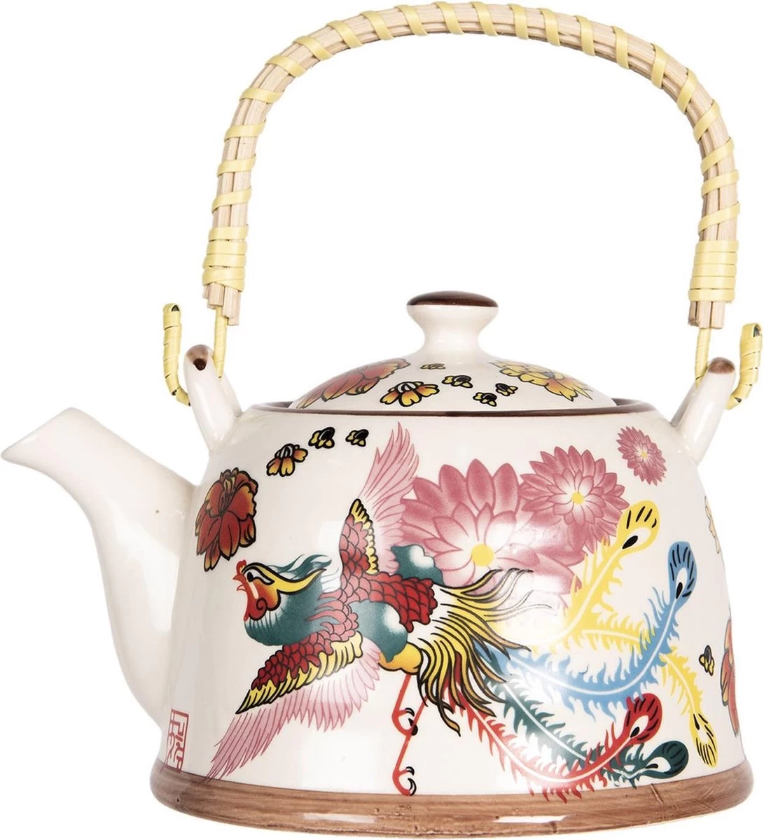 Clayre & Eef Theepot Met Filter 800 Ml Beige Roze Porselein Rond Theekan Cadeau Voor Haar Chinese Theepot 1 Clayre & Eef Theepot Met Filter 800 Ml Beige Roze Porselein Rond Theekan Cadeau Voor Haar Chinese Theepot