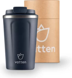 Vatten® Premium RVS Koffiebeker To Go - Donkerblauw - 380ml - Thermosbeker - Theebeker