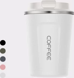 Premium RVS Koffiebeker To Go - Thermosbeker - Theebeker - 380ml - Wit