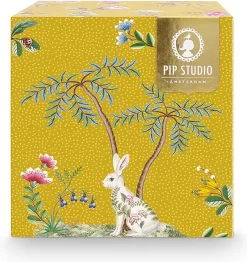 Pip Studio La Majorelle Yellow - Theeset - Porselein - Mok + Theezeef + Theetip - Porselein - 350ml - Geel Servies - Pasen - Konijn -Korting Op Tafelgerei 1130x1200