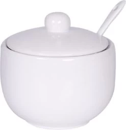 Concord Suikerkom / Suikerpotje Wit Keramiek Met Lepel En Deksel