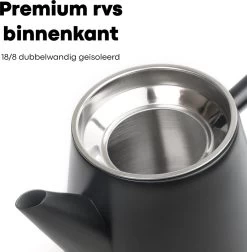 Vatten® - Premium RVS Theepot - Incl. RVS Theefilter - 1L - Zwart - Dubbelwandig -Korting Op Tafelgerei 1175x1200 2