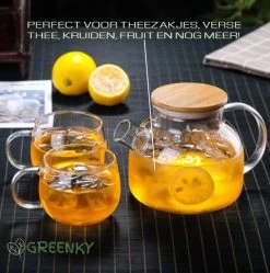 GREENKY Glazen Theepot Met Filter En Bamboe Deksel- Theekan - Duurzaam - Filter - Theehouder - Theeglas - Fruitkan - Schenkkan - Teapot - 1Liter - 1000ml -Korting Op Tafelgerei 1191x1200 4