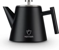 Vatten® - Premium RVS Theepot - Incl. RVS Theefilter - 1L - Zwart - Dubbelwandig