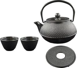 SakuraTea - Theepot Set - 4-delig - Gietijzer - Zwart - 0.8L - 2 Kopjes (100ml) -Korting Op Tafelgerei 1200x1068 1