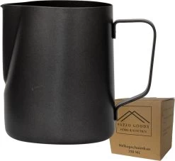 Merkloos Pazzo Goods - Melkkan - Melkkannetje Opschuim - Zwart - 350 Ml - Premium Kwaliteit - RVS -