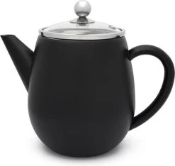 Bredemeijer - Theepot Duet Eva 1,1L Mat Zwart Met Filter - - Dubbelwandig