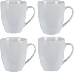 Excellent Houseware Set Van 4x Stuks Bekers/mokken Wit 380 Ml Van Porselein - Melkbekers