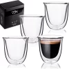 Dubbelwandige ESPRESSO Glazen Van Borosilicaat - Warme En Koude Dranken Kopjes - 70 ML - Set Van 4