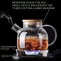 GREENKY Glazen Theepot Met Filter En Bamboe Deksel- Theekan - Duurzaam - Filter - Theehouder - Theeglas - Fruitkan - Schenkkan - Teapot - 1Liter - 1000ml -Korting Op Tafelgerei 1200x1189 2