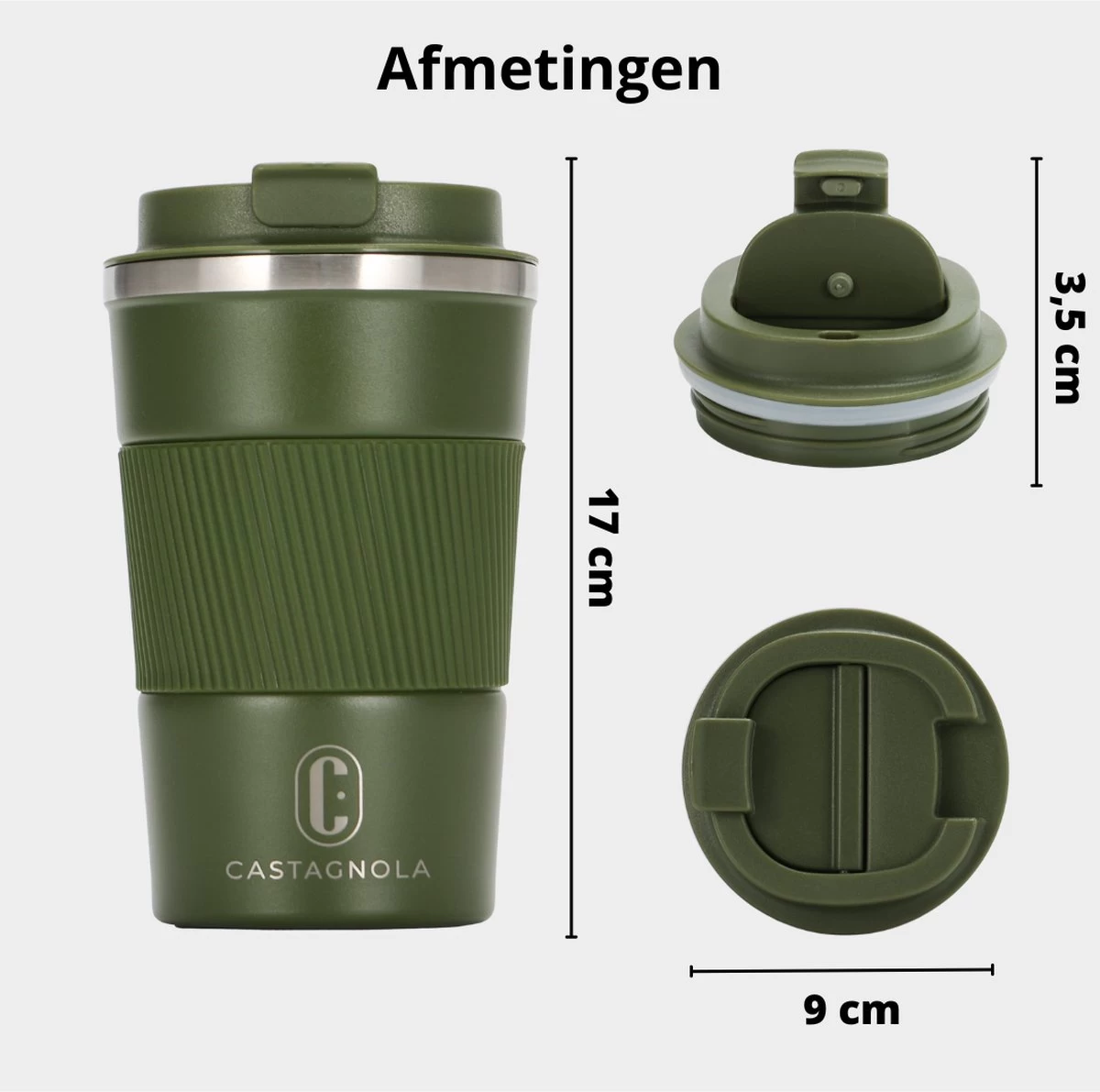 Castagnola Design RVS Koffiebeker To Go - Groen - 380ml - Thermosbeker - Theebeker 6 Castagnola Design RVS Koffiebeker To Go - Groen - 380ml - Thermosbeker - Theebeker - Afbeelding 6