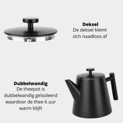 Castagnola Theepot Met Filter – Theekan – Theepot Dubbelwandig – Theepot Roestvrijstaal – Hoogwaardig RVS – 1 Liter – 5 Kopjes Thee – Zwart 15 Castagnola Theepot Met Filter – Theekan – Theepot Dubbelwandig – Theepot Roestvrijstaal – Hoogwaardig RVS – 1 Liter – 5 Kopjes Thee – Zwart -Korting Op Tafelgerei 1200x1195 21