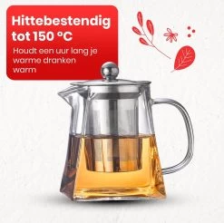 Procidi® Glazen Theepot Met Filter - Theekan Met Infuser - Dubbelwandig Borosilicaat Glas - Thee Thermoskan - Koffiekan 950 ML - Teapot -Korting Op Tafelgerei 1200x1197 6