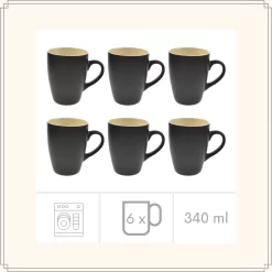 OTIX Koffiekopjes - Met Oor - Set Van 6 - Theekoppen - 340ml - Zwart - Keramiek -Korting Op Tafelgerei 1200x1200 175