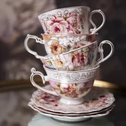 Clayre & Eef Kop En Schotel 200 Ml Roze Wit Porselein Rond Bloemen Servies Cadeau Voor Haar Cappuccino -Korting Op Tafelgerei 1200x1200 414