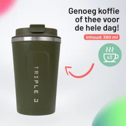 Triple J® Koffiebeker To Go - Thermosbeker - BPA & Lekvrij - 380ml - Groen -Korting Op Tafelgerei 1200x1200 428