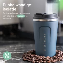 Triple J® Koffiebeker To Go - Thermosbeker - BPA & Lekvrij - 380ml - Blauw -Korting Op Tafelgerei 1200x1200 443