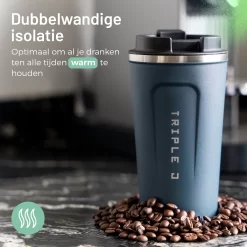 Triple J® Koffiebeker To Go - Thermosbeker - BPA & Lekvrij - 510ml - Blauw -Korting Op Tafelgerei 1200x1200 449