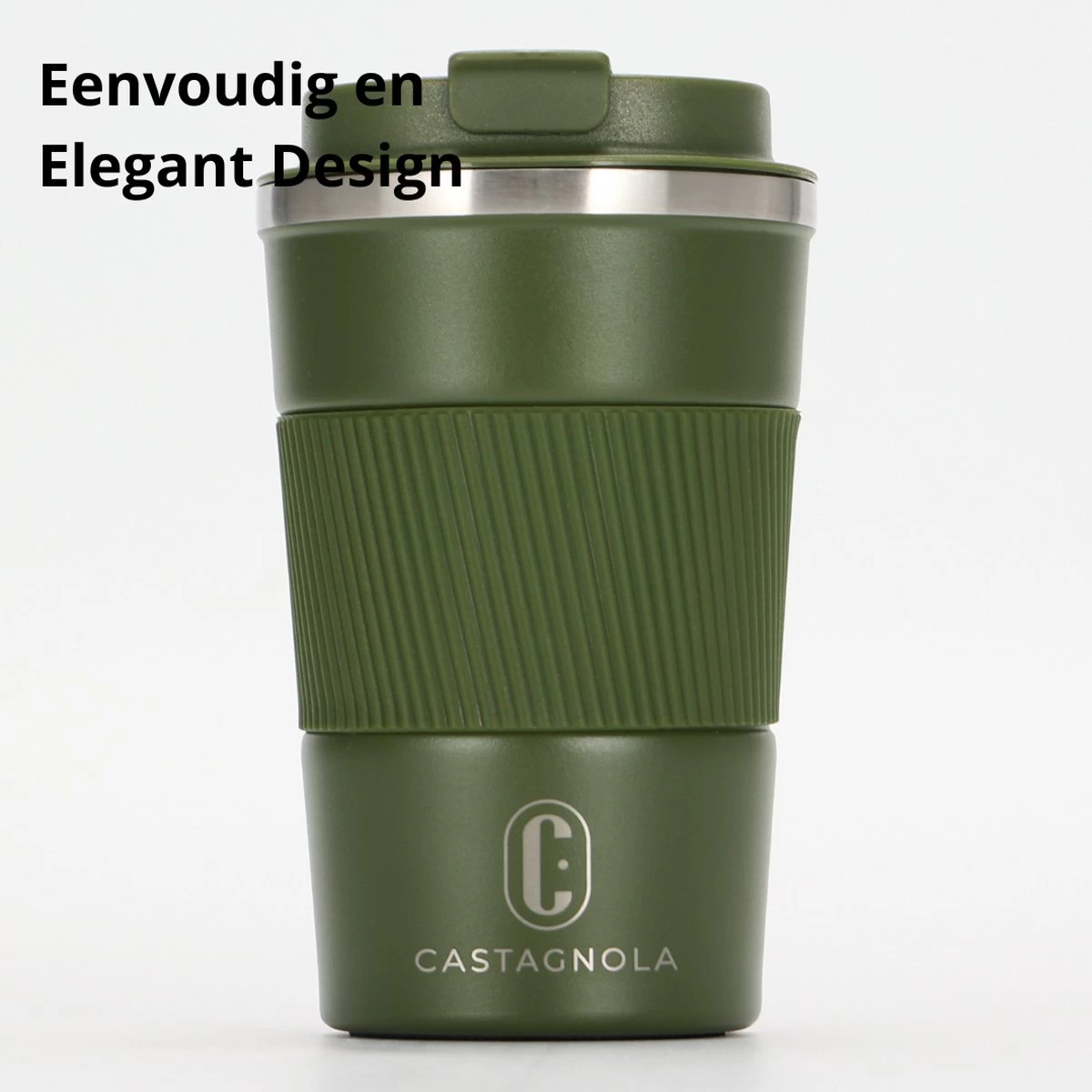 Castagnola Design RVS Koffiebeker To Go - Groen - 380ml - Thermosbeker - Theebeker 2 Castagnola Design RVS Koffiebeker To Go - Groen - 380ml - Thermosbeker - Theebeker - Afbeelding 2
