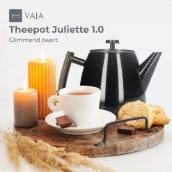 Vaja® Theepot Juliette Met Filter - Dubbelwandig -Theekan 1.0L - Glimmend Zwart -Korting Op Tafelgerei 1200x1200 612