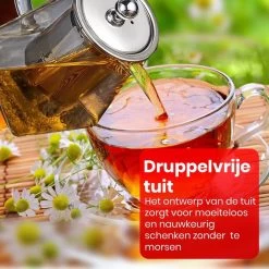 Procidi® Glazen Theepot Met Filter - Theekan Met Infuser - Dubbelwandig Borosilicaat Glas - Thee Thermoskan - Koffiekan 950 ML - Teapot -Korting Op Tafelgerei 1200x1200 709