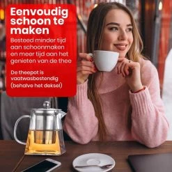 Procidi® Glazen Theepot Met Filter - Theekan Met Infuser - Dubbelwandig Borosilicaat Glas - Thee Thermoskan - Koffiekan 950 ML - Teapot -Korting Op Tafelgerei 1200x1200 712