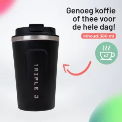 Triple J® Koffiebeker To Go - Thermosbeker - BPA & Lekvrij - 380ml - Zwart -Korting Op Tafelgerei 1200x1200 73