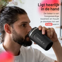 Triple J® Koffiebeker To Go - Thermosbeker - BPA & Lekvrij - 380ml - Zwart -Korting Op Tafelgerei 1200x1200 75