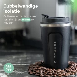 Triple J® Koffiebeker To Go - Thermosbeker - BPA & Lekvrij - 380ml - Zwart -Korting Op Tafelgerei 1200x1200 77