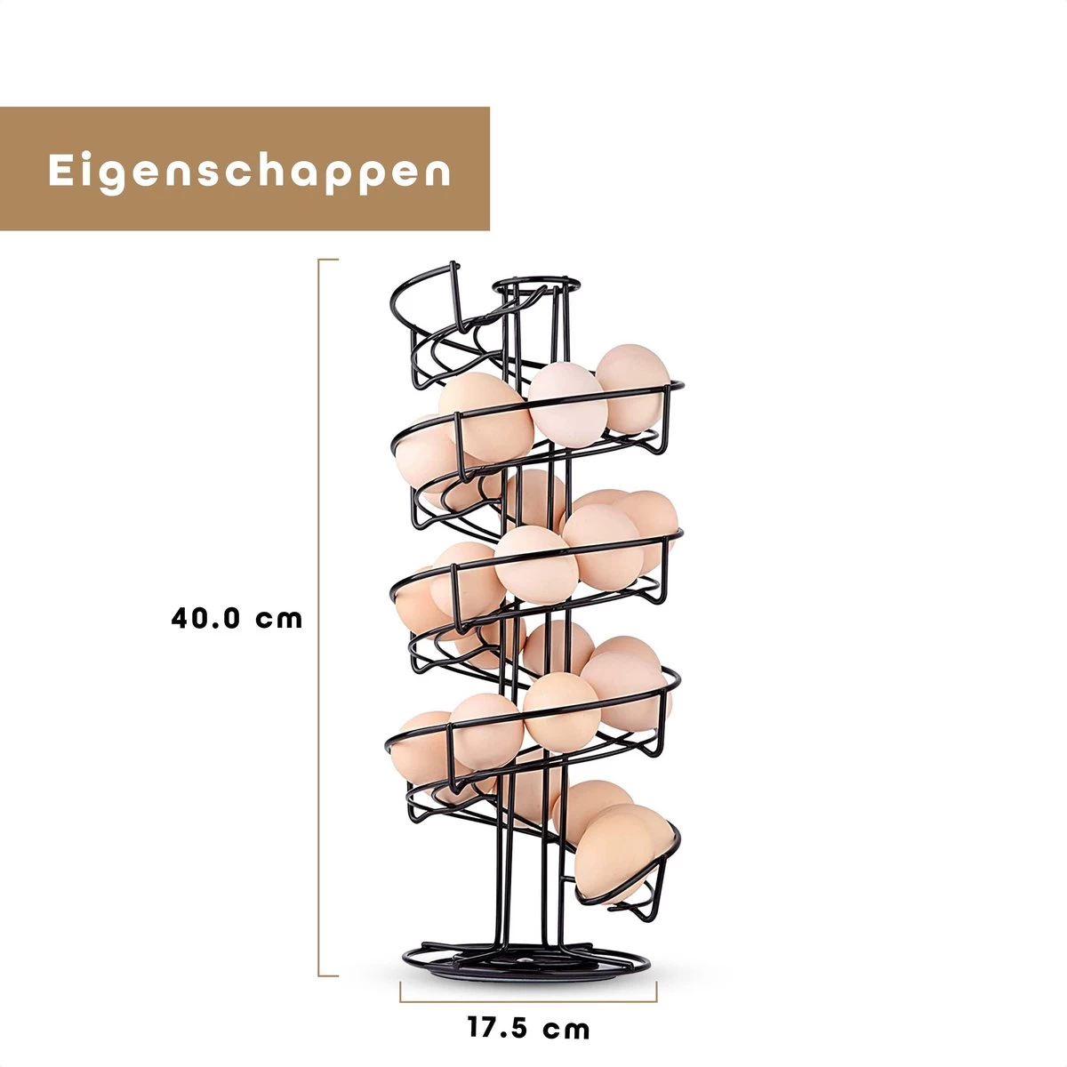 Eiermand – Eierrek – Eierhouder – Eieren – 360° - Zwart - Pasen - 39 Eieren - BAULK® 7 Eiermand – Eierrek – Eierhouder – Eieren – 360° - Zwart - Pasen - 39 Eieren - BAULK® - Afbeelding 7