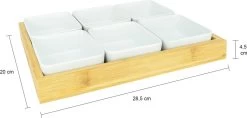 Krumble Borrelplank Met 6 Schaaltjes - Borrelplank - Tapasschaal - Serveerschaal Met Vakjes - Snackschaal - Snack- & Tappasschalen - Serveerplanken- Serveerschalen - Hout En Keramiek - 6 Delig Schaaltjes - Wit En Bruin -Korting Op Tafelgerei 1200x571