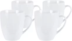 Excellent Houseware Set Van 4x Stuks Bekers/mokken Wit 380 Ml Van Porselein - Melkbekers -Korting Op Tafelgerei 1200x682