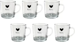 Theeglas Set Van 6 Theeglazen Theeglas 250 Ml Transparant Glas Hart Love Theemok