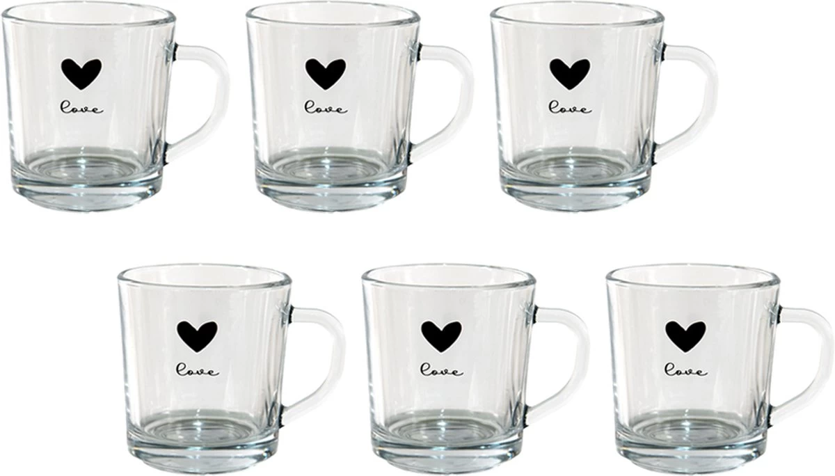 Theeglas Set Van 6 Theeglazen Theeglas 250 Ml Transparant Glas Hart Love Theemok 1 Theeglas Set Van 6 Theeglazen Theeglas 250 Ml Transparant Glas Hart Love Theemok