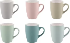 Tavola - Koffiemok - Met Oor - 300ml - Keramiek - Zachte Tinten - 6 Stuks