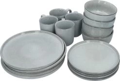 4goodz Deluxe Aardewerk Servies 4 Personen / 16 Delig - Grijs