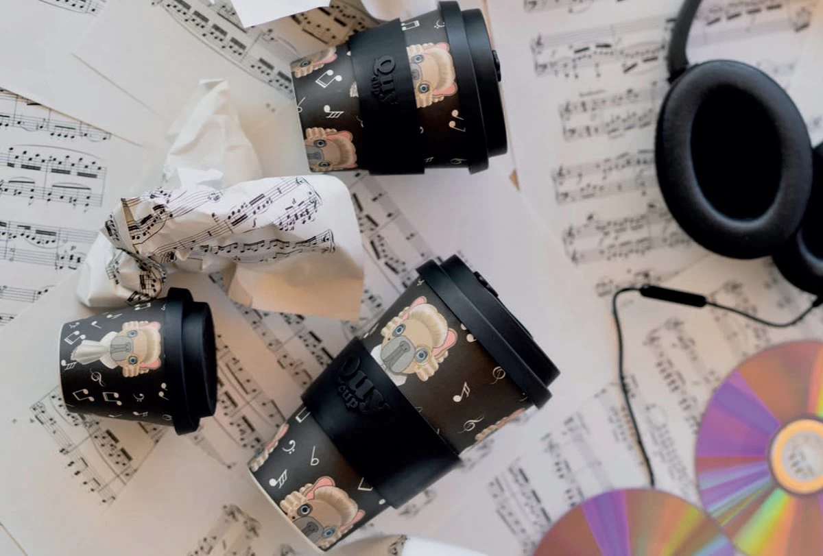 Quy Cup - 90ml Ecologische Reis Beker - Espressobeker “Peanuts Snoopy Music” Met Zwarte Siliconen Deksel 9 Quy Cup - 90ml Ecologische Reis Beker - Espressobeker “Peanuts Snoopy Music” Met Zwarte Siliconen Deksel - Afbeelding 9