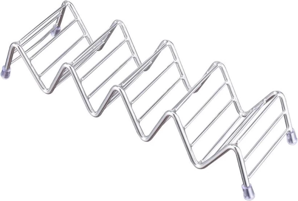 Krumble Taco Houder - Taco En Tortilla Houder Voor 4 Stuks - Serveerschalen - Koken & Tafelen - Kookgerei - Snack- & Tappasschalen - Metaal - Zilver 7 Krumble Taco Houder - Taco En Tortilla Houder Voor 4 Stuks - Serveerschalen - Koken & Tafelen - Kookgerei - Snack- & Tappasschalen - Metaal - Zilver - Afbeelding 7