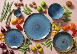 Palmer Serviesset Lotus Stoneware 6-persoons 24-delig Zwart Turquoise -Korting Op Tafelgerei 1200x838 1