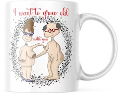 Valentijn Mok Met Tekst: I Want To Grow Old With You | Valentijn Cadeau | Valentijn Decoratie | Grappige Cadeaus | Koffiemok | Koffiebeker | Theemok | Theebeker