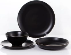 Serviesset 24-delig 6 Personen - Zwart-Goud