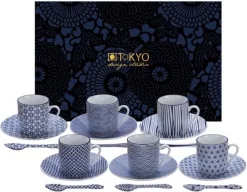 Tokyo Design Studio Nippon Blue Espresso Serviesset - 6 Personen - 18 Stuks - Porselein