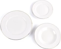 LeRijn® Serviesset Deventer 6 Persoons - 18 Delig - Licht Crème Wit Met Gouden Rand En Motief - Dinerborden - Soepborden - Dessertborden - Borden Servies - Bordenset -Korting Op Tafelgerei 1200x972