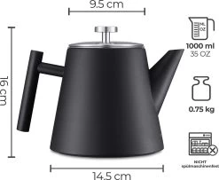 Silberthal - Theepot Met Filter - 1 L - RVS Dubbelwandig - Zwart - Cadeau -Korting Op Tafelgerei 1200x986 1