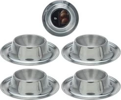 Excellent Houseware - Eierdopjes Set Van 4 Stuks Ø 8.5cm - RVS Metaal