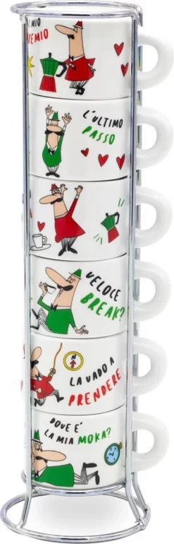 Bialetti Impilabili Italia Espresso Kopjes In Rek 6 Stuks -Korting Op Tafelgerei 385x1200