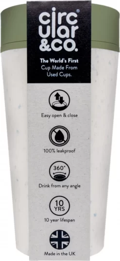 Circular&Co. Herbruikbare To Go Koffiebeker (rCUP) Crème/groen 12oz/340ml